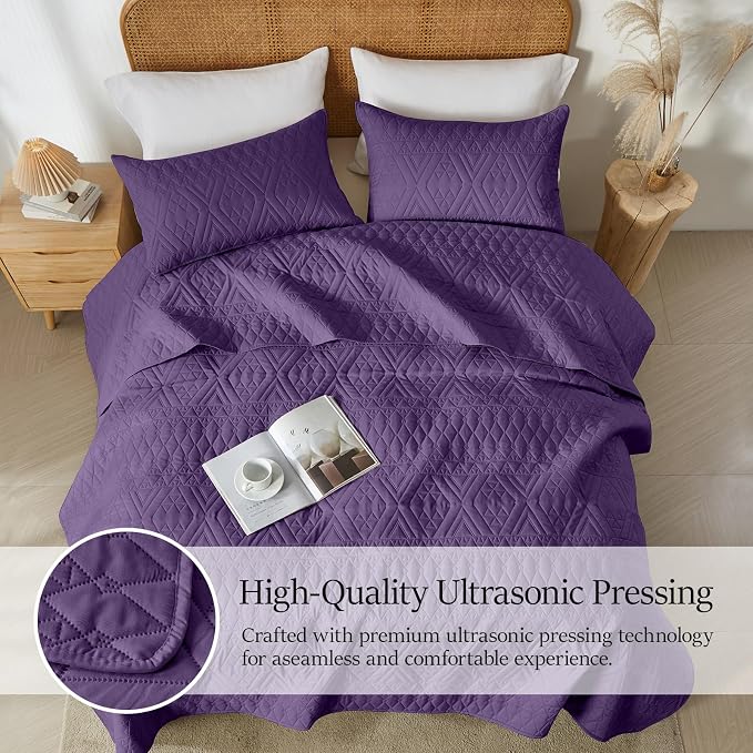 akkialla Full/Queen Quilt Set, Boho Geometric Pattern, Soft All-Season Bedding - Image 3