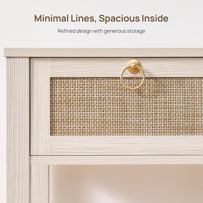 SICOTAS White Rattan Nightstand Set of 2 - Image 4