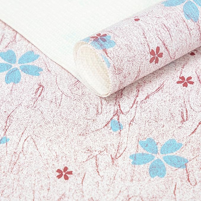 RAY STAR 12X120 Inch Shelf Liner for Kitchen Cabinets, Non-Adhesive Cabinet Liner Washable, PVC Drawer Liner for Dresser Non-Slip Bathroom (Blue-Floral)(3 Roll)