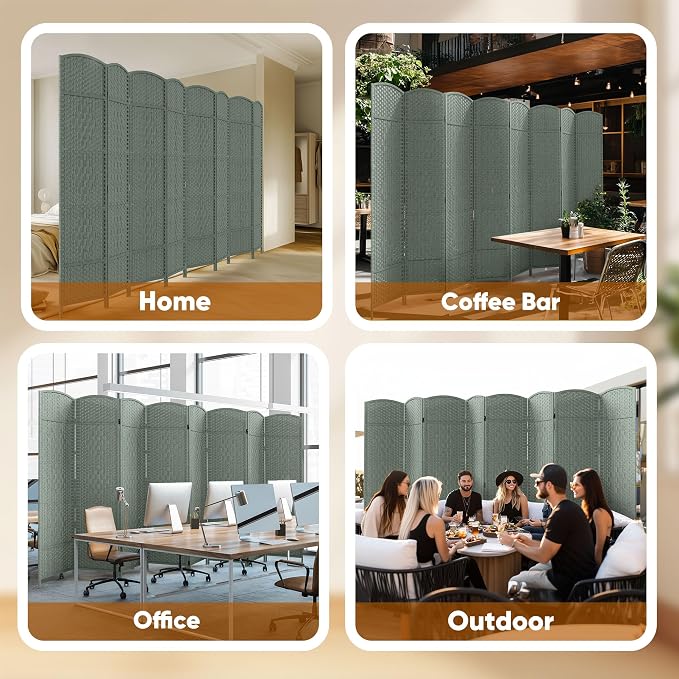 8 Panel Room Divider, Privacy Screen & Room Separation, Extra Wide | Paper - Image 8