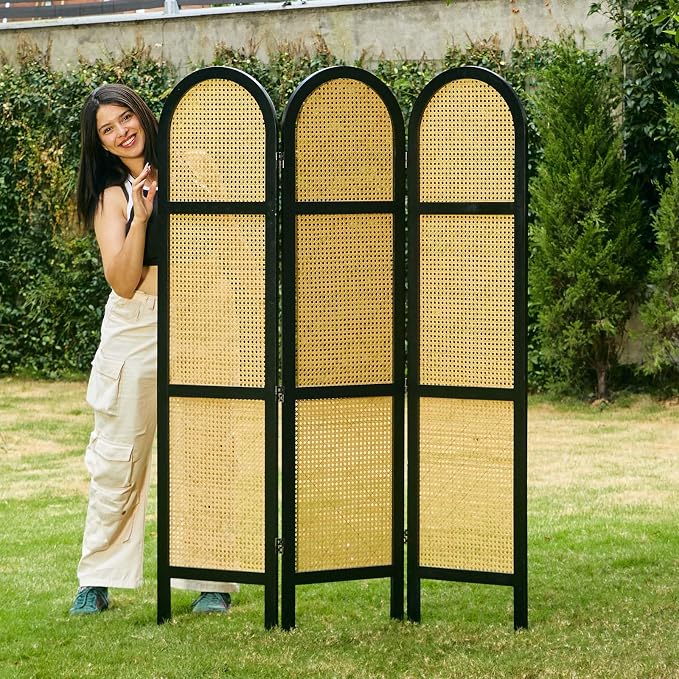 Svimi Room Divider and Folding Privacy Screens, Pine Wood 5.6 Ft Double Hinged - Image 7