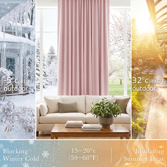 PONY DANCE Blush Pink Blackout Curtains - Image 4