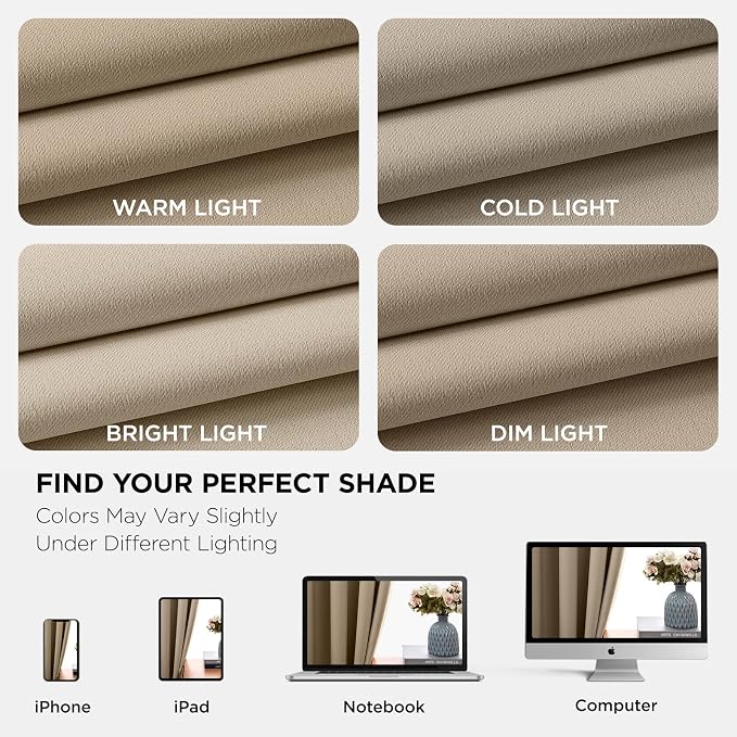 Joydeco Beige Curtains 95 Inches Long 2 Panels Set, Thermal Insulated Long - Image 8