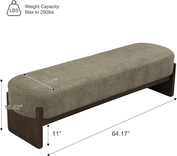 Christopher Knight Home Arden Minimalist Loop Yarn Fabric Dining Bench - Image 2