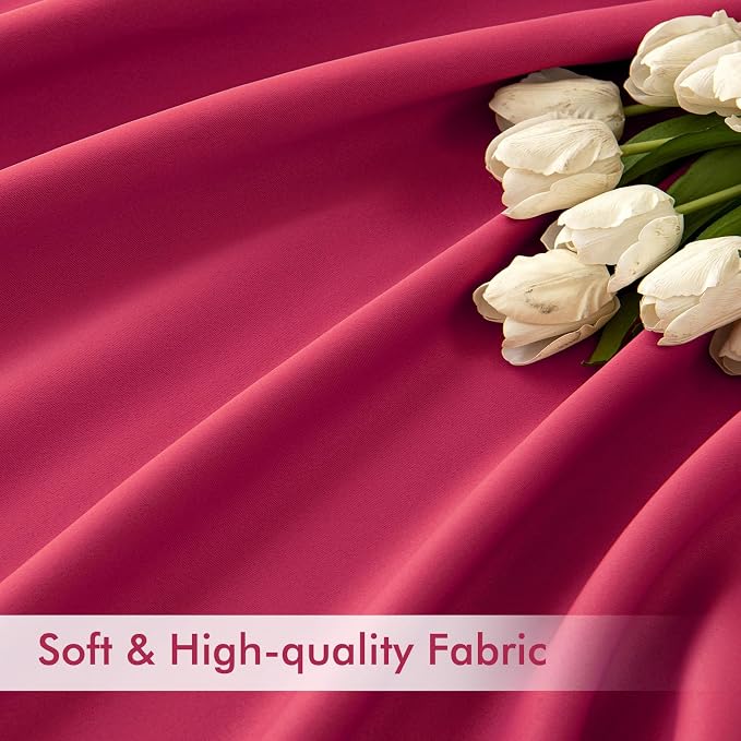 MIULEE Hot Pink Back Tab Blackout Curtains 52x120 Inch Long 2 Panels Set | Rod - Image 6