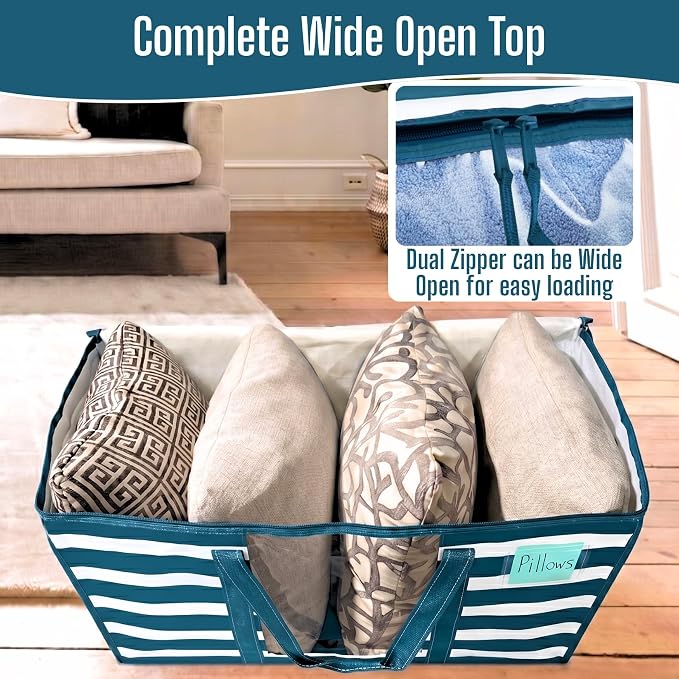VENO Moving Bags, Wide Open Top, Classic Navy Stripe, 8 Pack | Moving boxes - Image 3