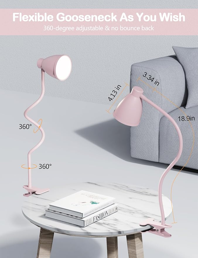 BOHON Cute Desk Lamp with Clamp Clip on Light, 5 Color 10 Brightness - Image 5