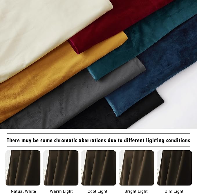RYB HOME Brown Velvet Blackout Curtains 96 inches - Image 6
