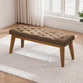 43.5" Upholstered Bedroom Bench, Linen Entryway Bench by CACFTII