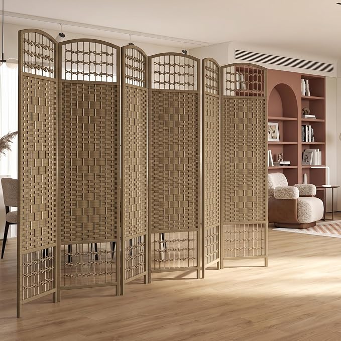 HOMCOM 6 Panel Room Divider, Folding Privacy Screen, Natural | Room Separator - Image 8