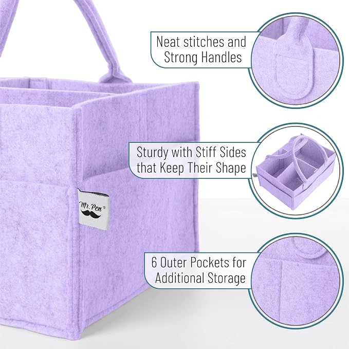 Mr. Pen- Baby Diaper Caddy Organizer, lavender dream | Nursery Storage Bin and - Image 3