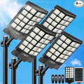 4 Pack 16" Large Solar Street Lights Outdoor Waterproof - Solar Powered Security Parking Lot Light Dusk to Dawn 60000LM,Motion Sensor Commercial LED Solar Flood Lights Remote Control for Outside Yard