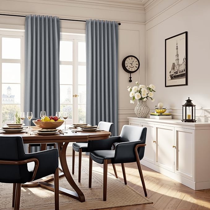 Grey Linen 100% Blackout Curtains - Image 6