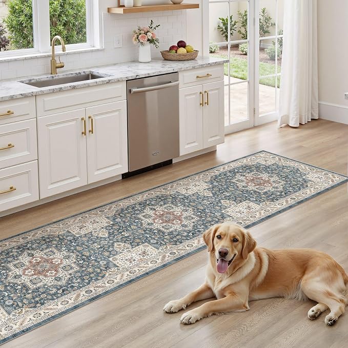 cotiled 2x6 Hallway Runner Rug for Entryway, Non-Slip Vintage, Vintage Blue | - Image 7