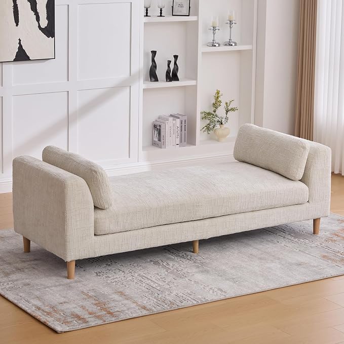 83.1" Oversized Chaise Lounge, Chenille Upholstered End of Bed Bench by Aortzio
