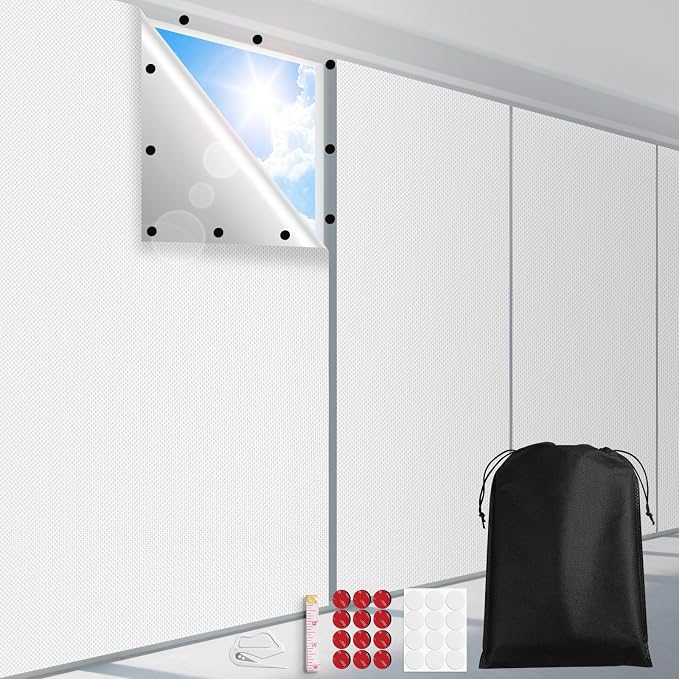 FADOTY 100% Blackout Curtains, No Drill, Sun Heat Light Blocker by FADOTY