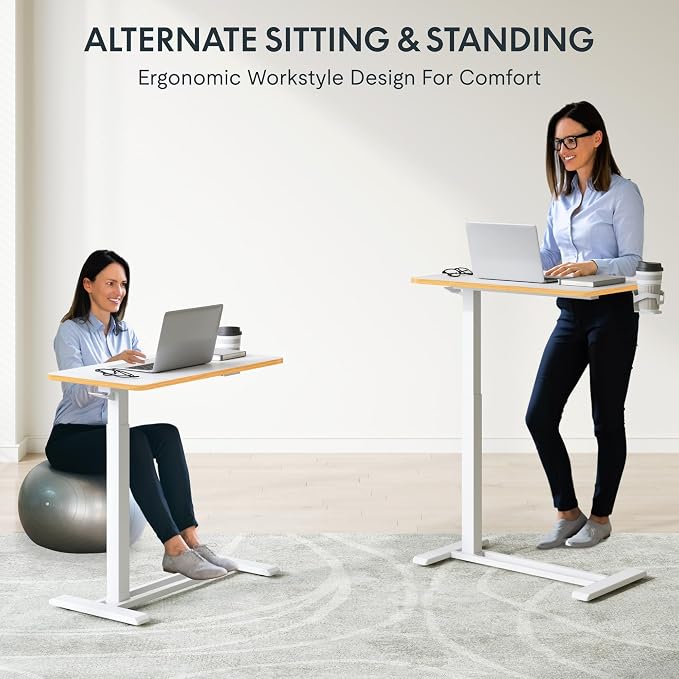 FLEXISPOT H7 28" Pneumatic Height-Adjustable Overbed Table - Image 5