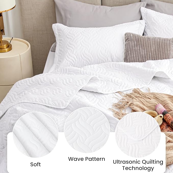 Love's cabin Twin Quilt Set White Bedspreads - Image 4