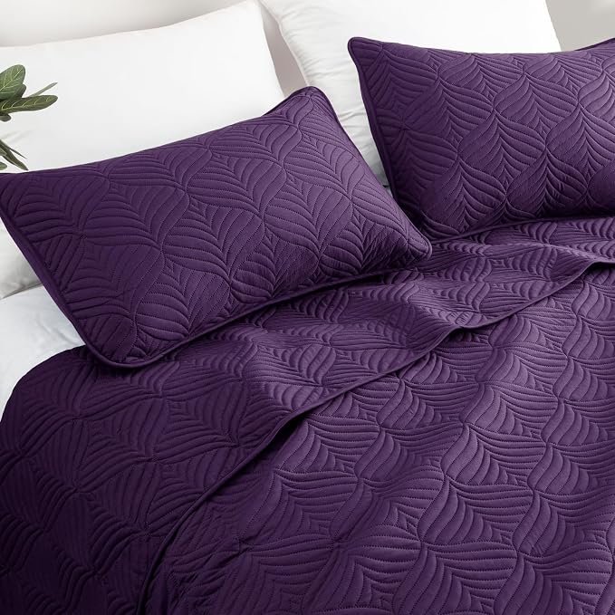Whale Flotilla Soft Cal King Quilt Bedding Set, Lightweight Bedspreads | Purple - Image 6
