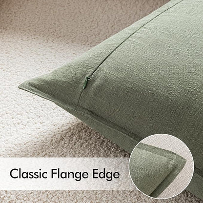 EMEMA Throw Pillow Covers Decorative Linen Pillow Covers 22x22 Inch Light Olive Green Boho Farmhouse Neutral Couch Throw Pillows for Bed Pack of 2 Accent Pillowcase Modern Sofa Cushion Livingroom Home