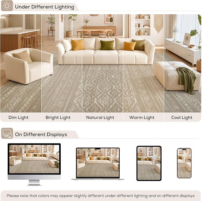 Nakagishi Area Rug Living Room Rugs: 6x9 Large Soft Machine Washable Boho - Image 9