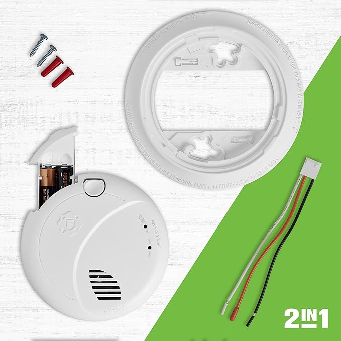 First Alert SMCO100V-AC, Interconnect Hardwire Combination Smoke & Carbon Monoxide Alarm with Battery Backup and Voice & Location Alerts, 6-Pack