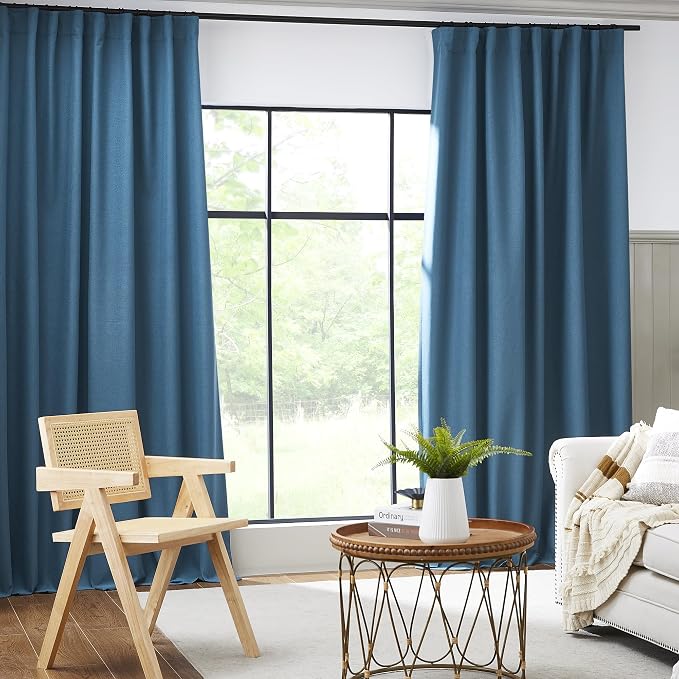 2 PCs Flax Linen Textured Blackout Curtains 72 Inch Wide x 102 Inch Long - Image 2