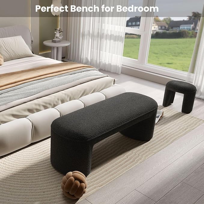 3-Piece Nesting Ottoman Bench Set，53" Long Upholstered End of Bed Bench - Image 5