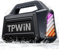 TPWIN Bluetooth Speaker - 80W Loud Rugged Outdoor Speakers, IPX6 Waterproof, 20H Playtime, Deep Bass, Lightshow, TWS, BT 5.3 Wireless, Portable for Travel Hiking Camping Beach Pool - Black