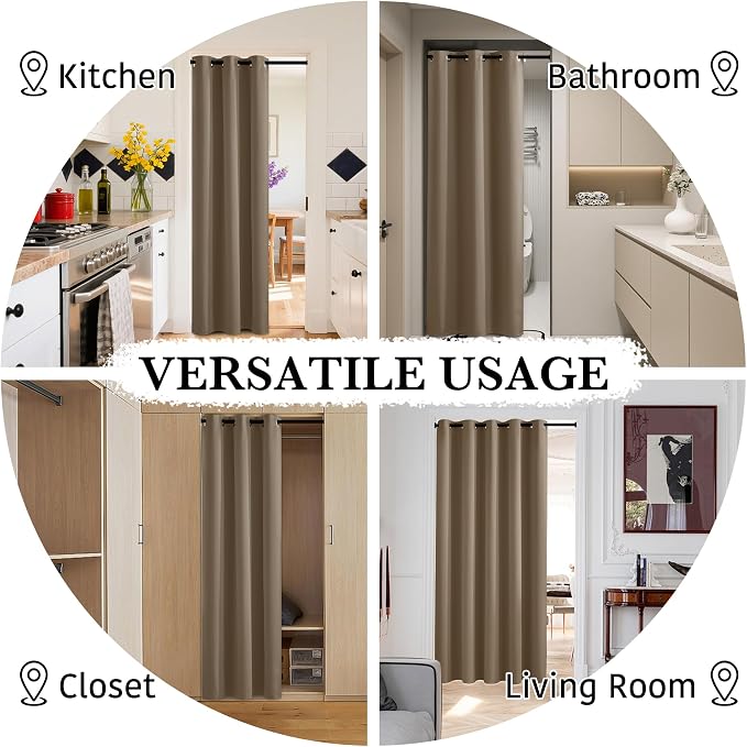 RYB HOME 100% Blackout Doorway Curtains, Closet Curtain - Image 5