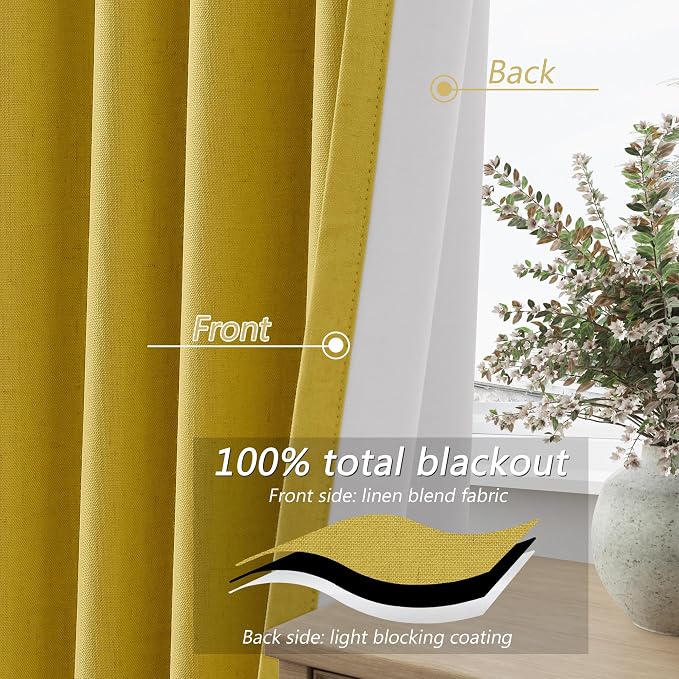 100% Blackout Curtains 90 Inch Length 2 Panels Set - Image 5