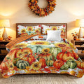 Yiran Happy Thanksgiving Harvest Quilt King Size, Fall Bedding Set | Pumpkin by Yiran