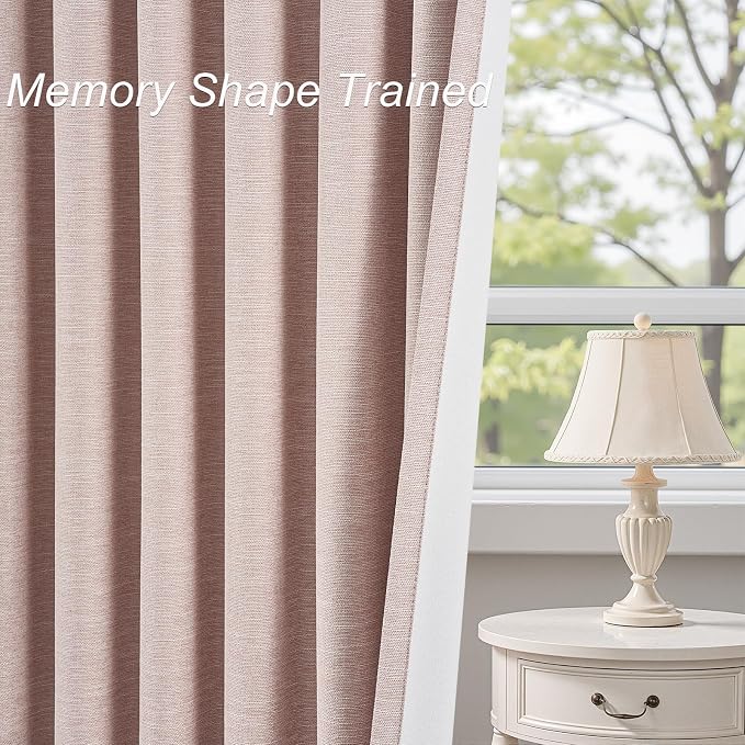Topfinel Pink Linen Curtains 120 Inches Long - Image 7