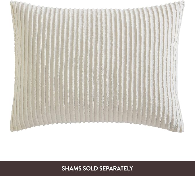 Beatrice Home Fashions Queen Channel Chenille Bedspread, Ivory | Soft, - Image 4