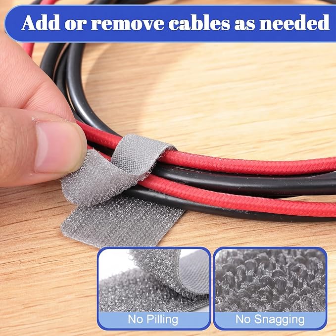 100 Pcs Hook and Loop Cable Straps, Cable Management Under Desk, Residue-Free - Image 6