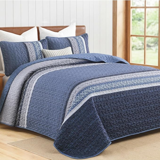 Cottolester Queen Quilt Bedding Set, All Seasons Microfiber Boho Quilt Set - Image 2