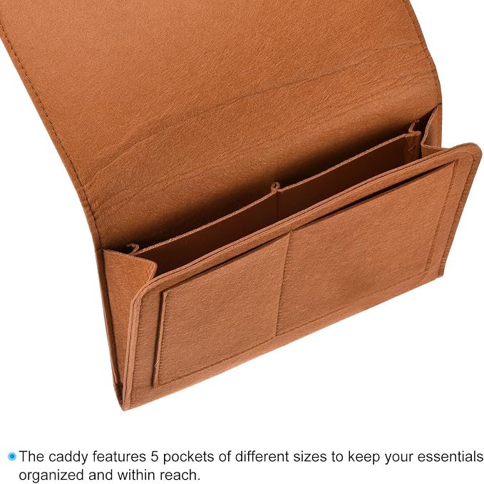 PATIKIL 11in Bedside Caddy, Bed Caddy Bedside Organizer Hanging 5 Pocket Soft - Image 3