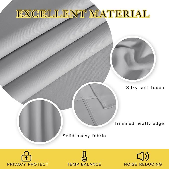 NICETOWN Silver Gray Sliding Door Curtains 108 inches Long - Image 5