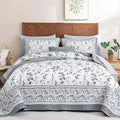 WONGS BEDDING Floral Quilts Set Queen, Microfiber Lightweight Farmhouse Bed by WONGSBEDDING
