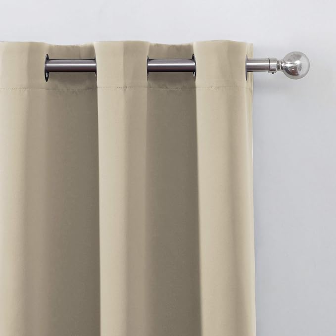 Beige Blackout Curtains/52 x 108 Inch/Set of 2 Panels Room Darkening Curtains - Image 7