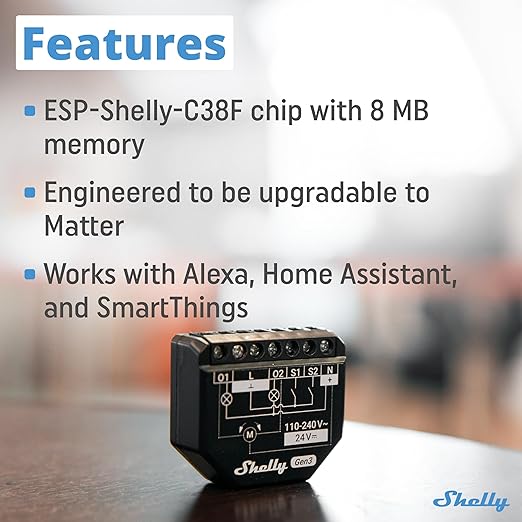 Shelly 2PM Gen3 | WiFi 2-Channel Smart Relay Switch with Power Metering | Home Automation | Roller Shutters, Blinds, Gates Control | Remote Control | Alexa & Google Home | iOS Android App