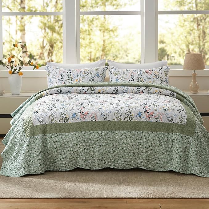 California King Size Quilt Set 3-Piece Lightweight Bedspread Coverlet - Image 2