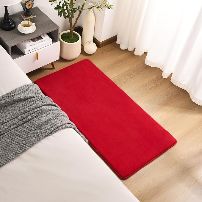 Modern Washable Runner Rugs, 2x4 Feet Red Bedroom Runner Rug | Small Area Rugs - Image 6