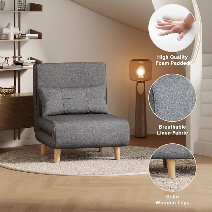 Aiho 3 in 1 Sleeper Chair Bed, Convertible Futon Sofa - Image 7