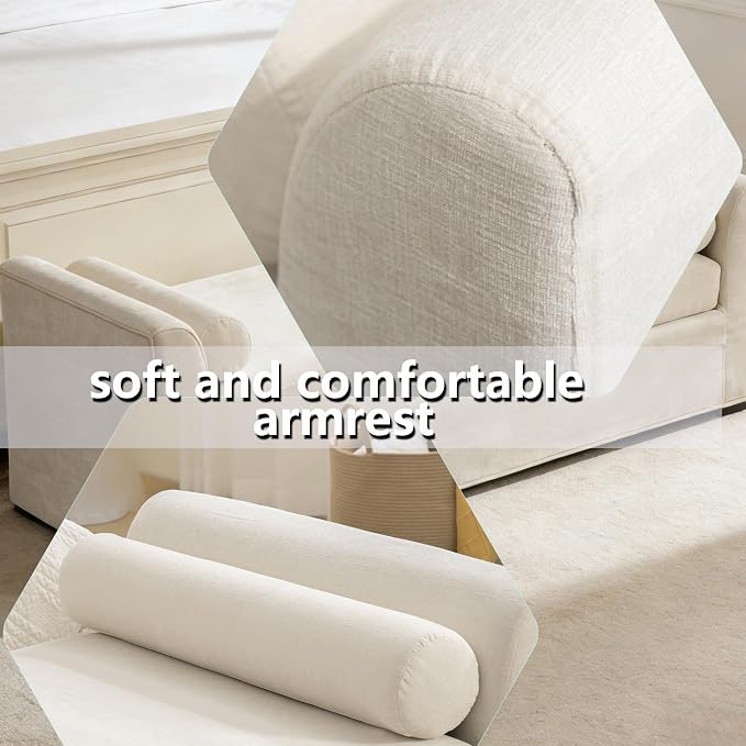 88.6" Beige Oversized Chaise Lounge Bench - Image 3