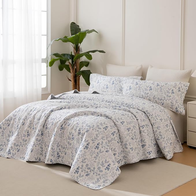 QSH 3 Pieces Floral Cotton Quilt Sets King Size - Image 8