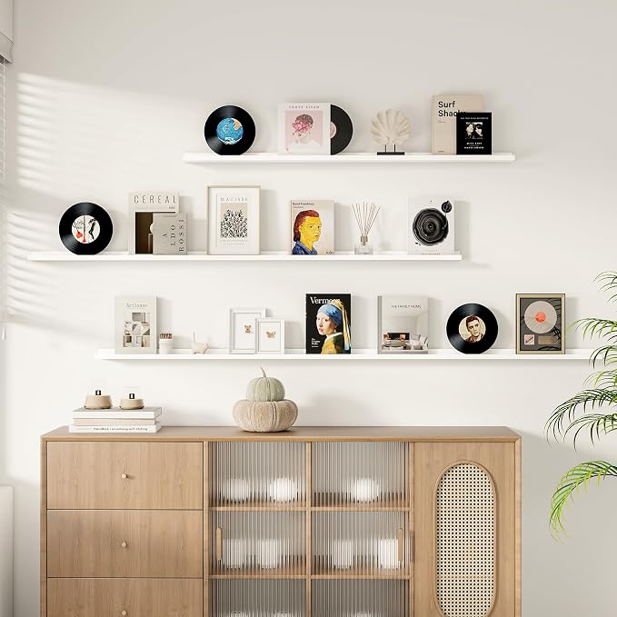Floating Picture Ledge Shelves for Wall Set of 2, 55 Inches Picture Shelf - Image 3