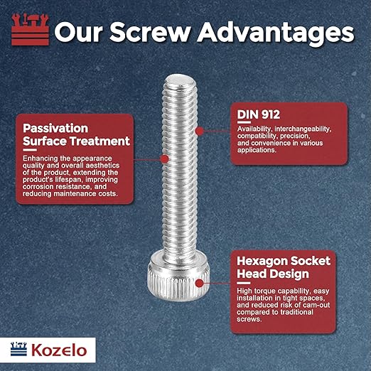 Kozelo 30pcs Socket Head Cap Screws - [M4-0.7 x 25mm] 304 Stainless Steel Allen Socket Drive for Electrical Motor 3D Printing Fan Engine Replacement Use, Silver