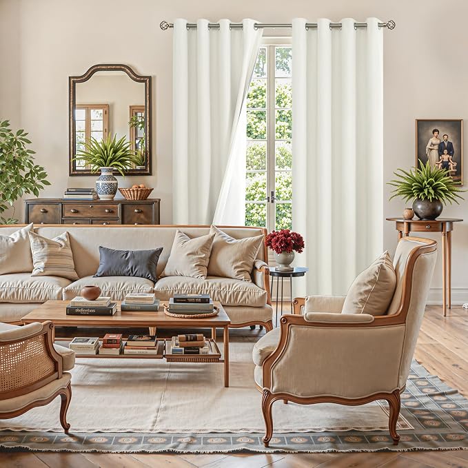 YoungsTex Ivory Linen 100% Blackout Curtains - Image 3