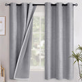YoungsTex Grey Linen Blackout Curtains 63 Inch Length by YoungsTex